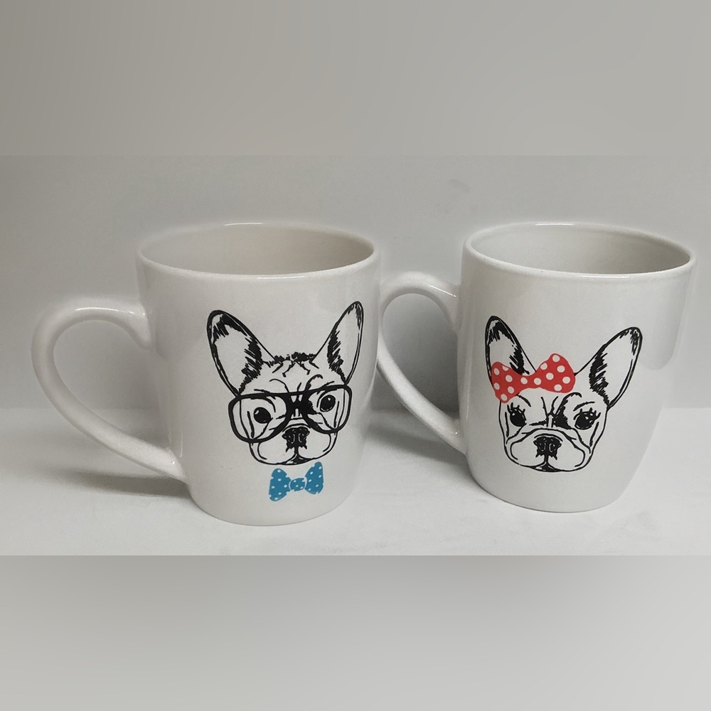 Frenchie Print His and Her Mugs Set by Elle Decor